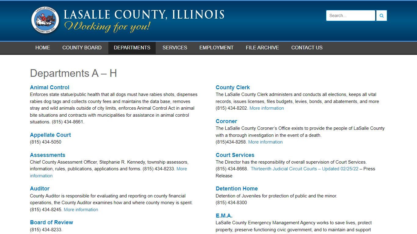 Departments A - H - Lasalle County Illinois