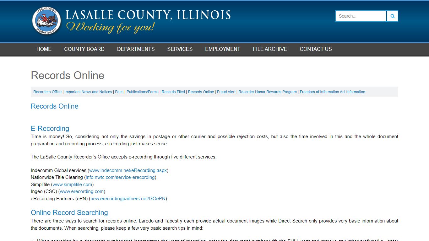 Records Online - Lasalle County Illinois